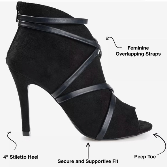 Journee Collection Black Strappy Heels - Picture 2 of 10